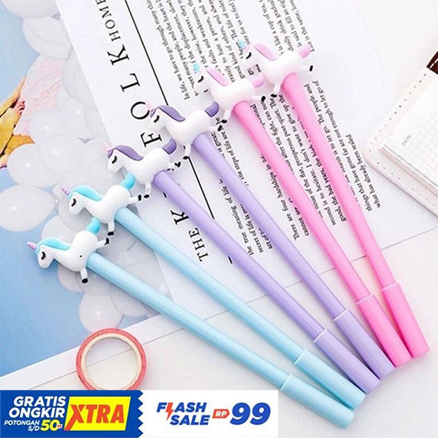 

Pulpen gel motif kartun unicorn untuk sekolah/ hadiah