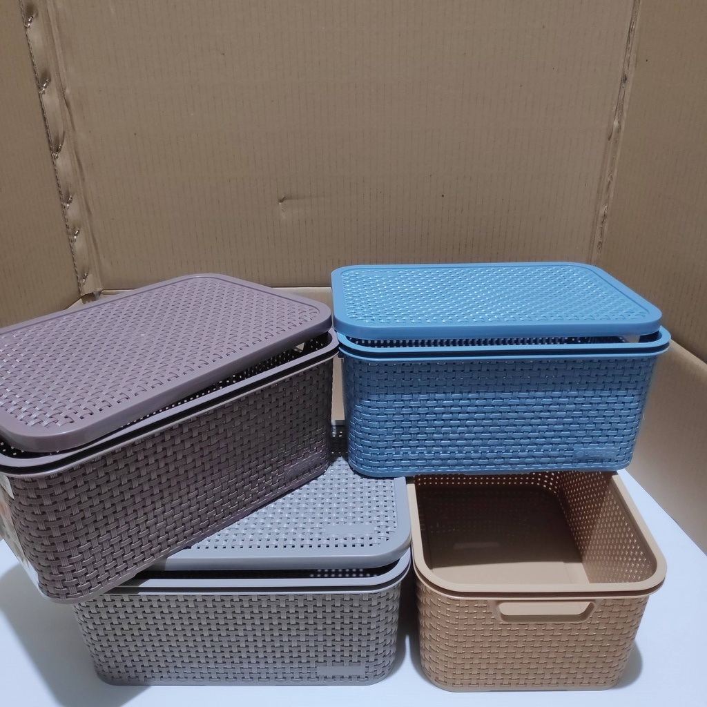 Tempat Kotak / Rak Penyimpanan Ukuran Besar Sedang Dengan Tutup Untuk Perapi Barang Make Up Buku Perkakas Sabun Multifungsi Organizer Plastic Storage Box