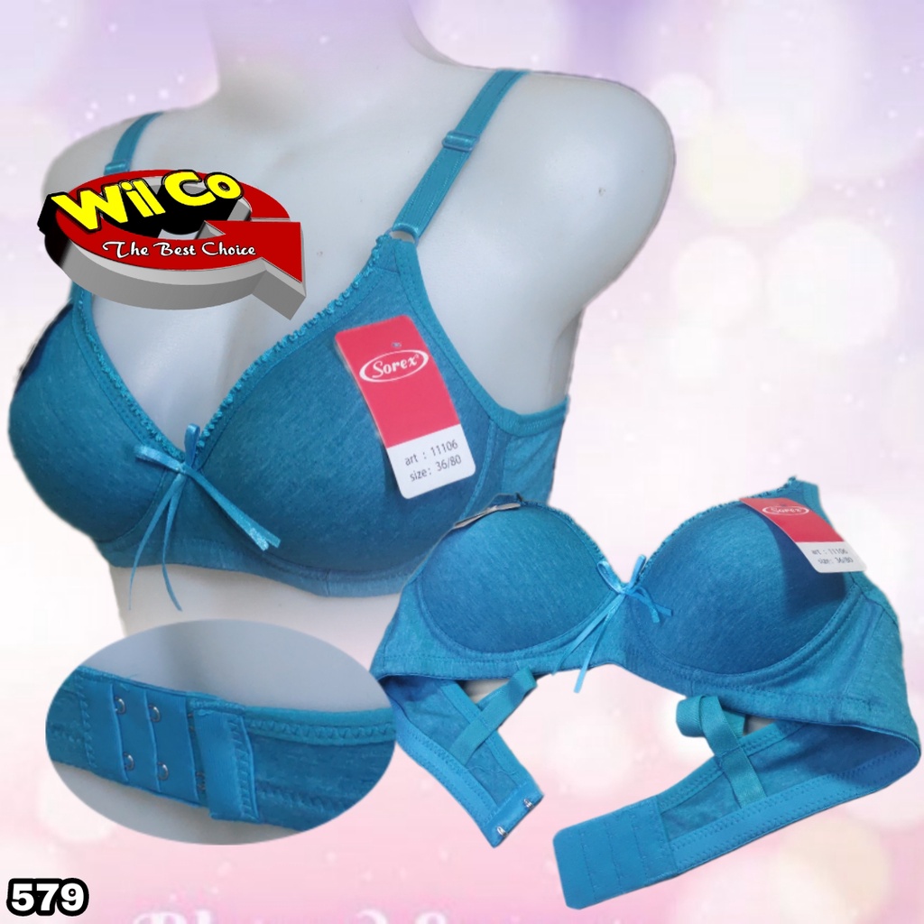 K579 - BRA/BH WANITA SOREX BUSA TIPIS TANPA KAWAT DUA PENGAIT SIZE 34 - 40