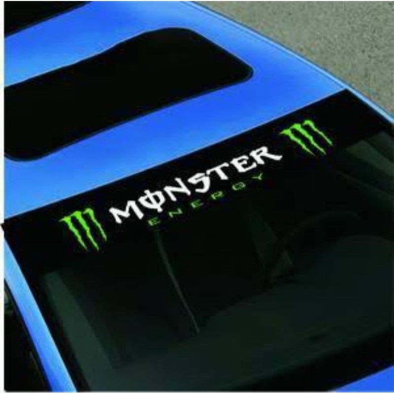 stiker kaca depan MONSTER ENERGY with background hitam mobil universal