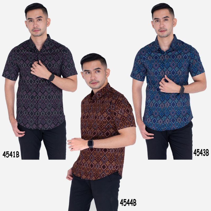 Jumbo XXL XXXL Kemeja Batik Lengan Pendek Motif Songket