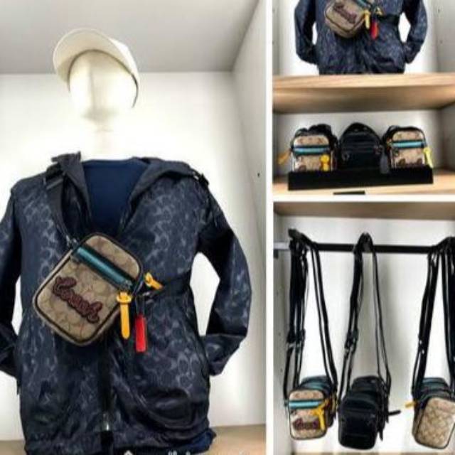 COACH men Terrain Crossbody in Signature canvas tas cowok selempang slingbag Original authentic asli