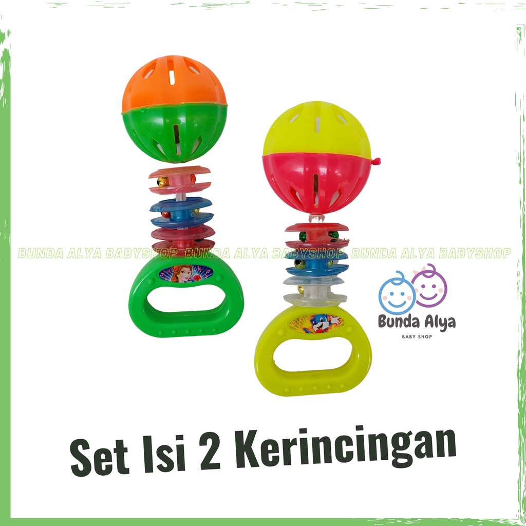 Mainan Kerincingan Genggam Isi 2 - Mainan Kerincing Rattle Bergagang - Mainan Bayi Kerincing Bentuk Lucu Mudah Digenggam