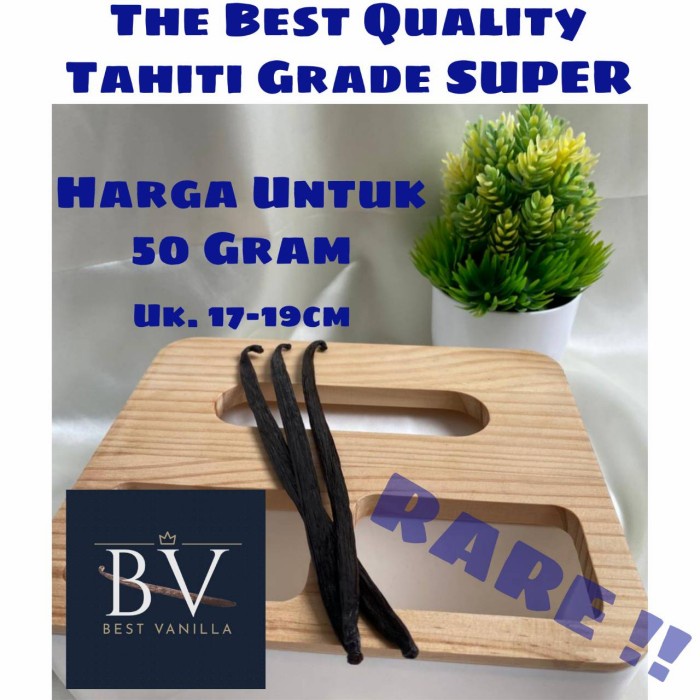 

Vanilla Beans Tahitians GRADE SUPER Gourmet Biji Vanila 100 ORGANIK - 50 Gram 17-18 Cm