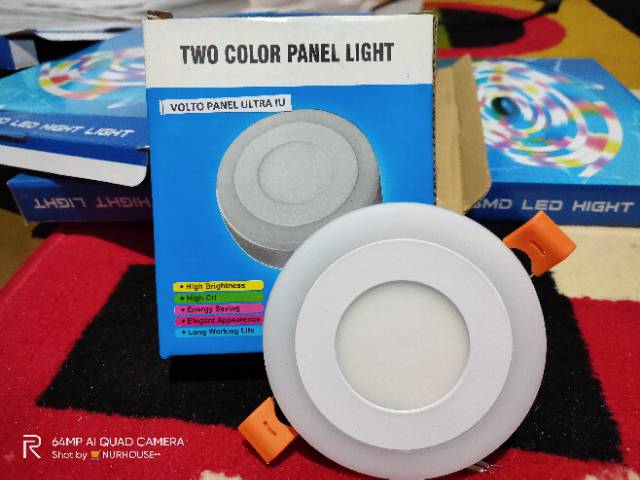 Downlight 2 warna IB 3w+3w putih ungu / pink