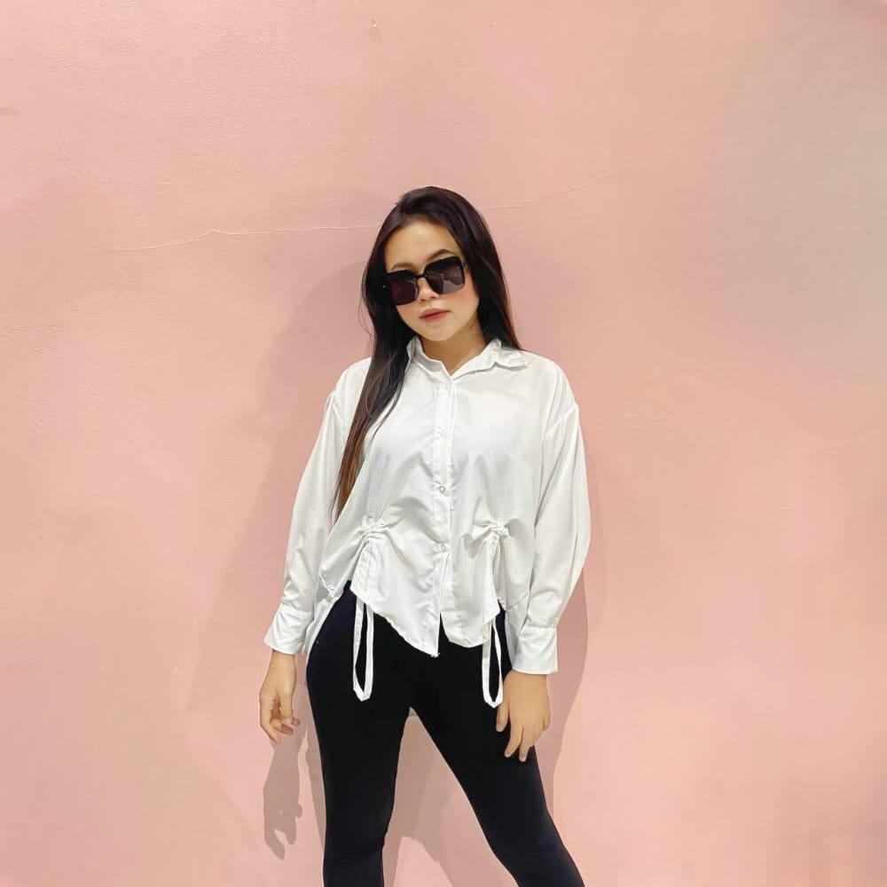 RD FASHION - Kemeja Oversize Serut Depan XXL / Becca Ruched Shirt / Shirt Oversize / Atasan Wanita