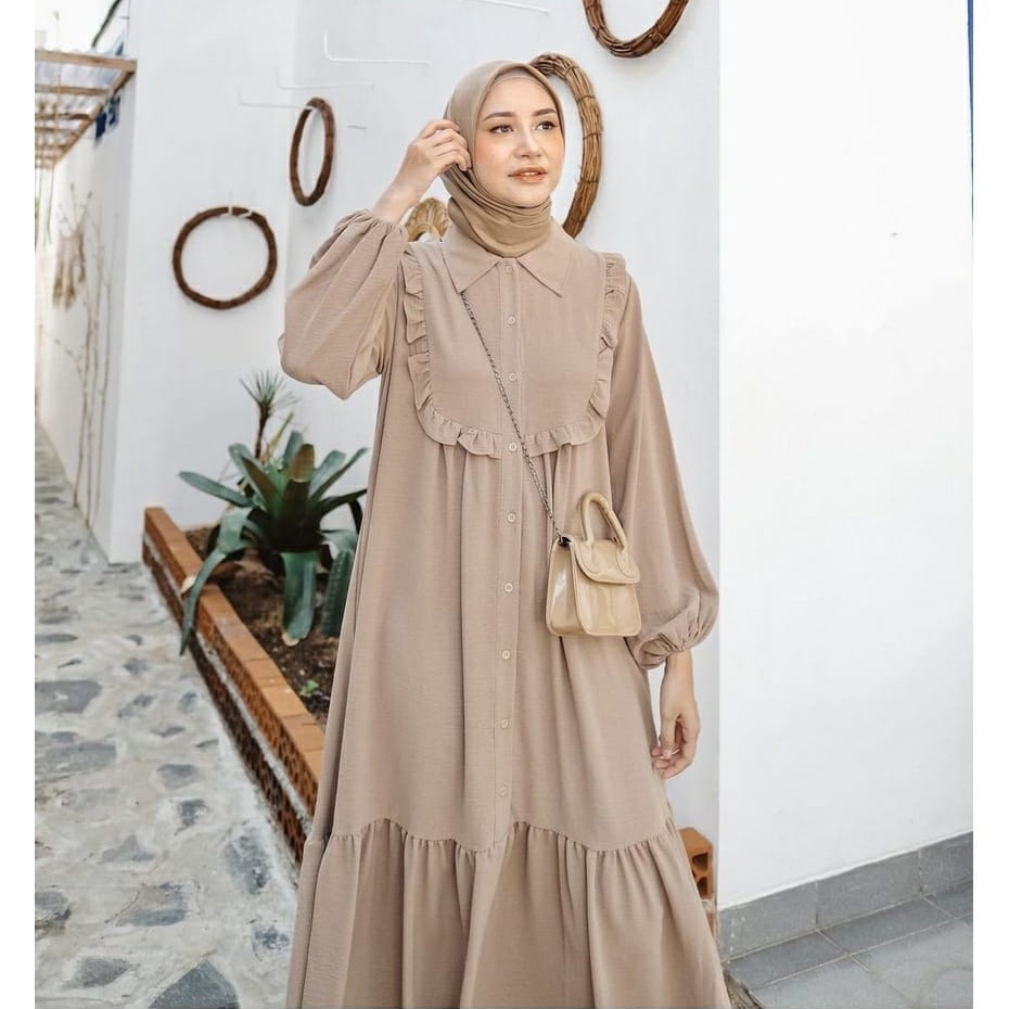 UNIZA DRESS - Gamis Kondangan Terbaru Trendy Wanita / Dress Premium Crinkle Airflow Busui Friendly