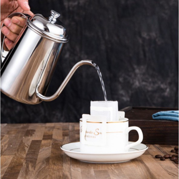 OneTwoCups Coffee Maker Pot Drip Kettle Teko Barista Kopi 650ml - HS4011 - Silver
