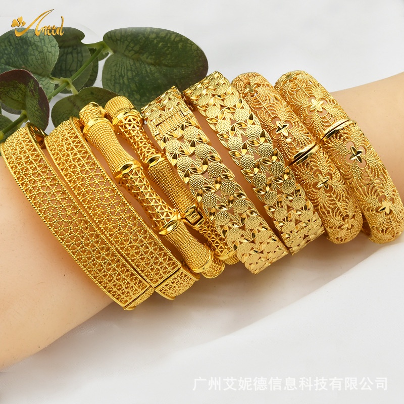 Gold-Plated Hollow Gelang Wanita Alluvial Emas