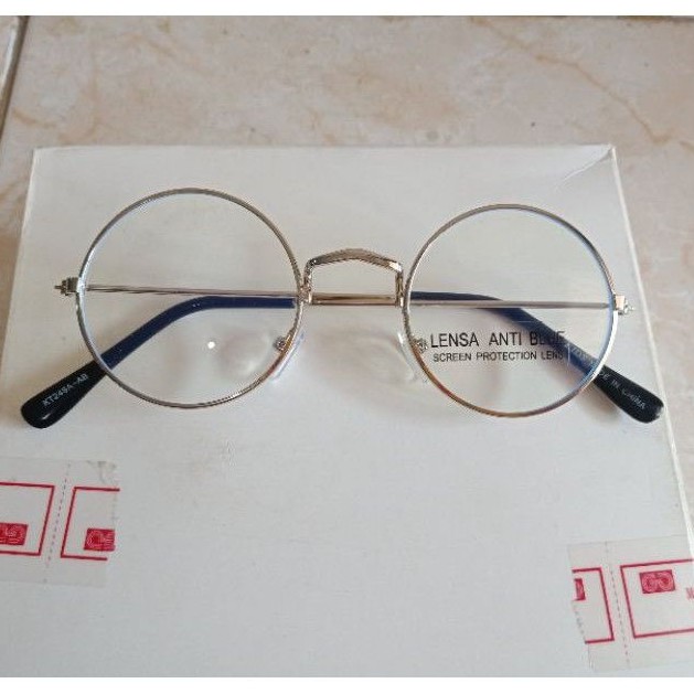 kacamata anak bulat silver anti radiasi KT248