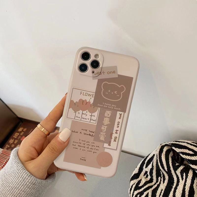 Cute Bear Soft Case Vivo Y12 Y15S Y15A Y20s G Y21S Y21 2021 Y33S Y17 Y15 Y11 Y51A Y53S Y50 Y30 Y30i Y20 Y20i Y20S Y31 2021 Y53 Y91C Y91 Y93 Y95 Y51 2020 Y12i Y12S Retro Cute Bear Case Straight Cube Phone Cover