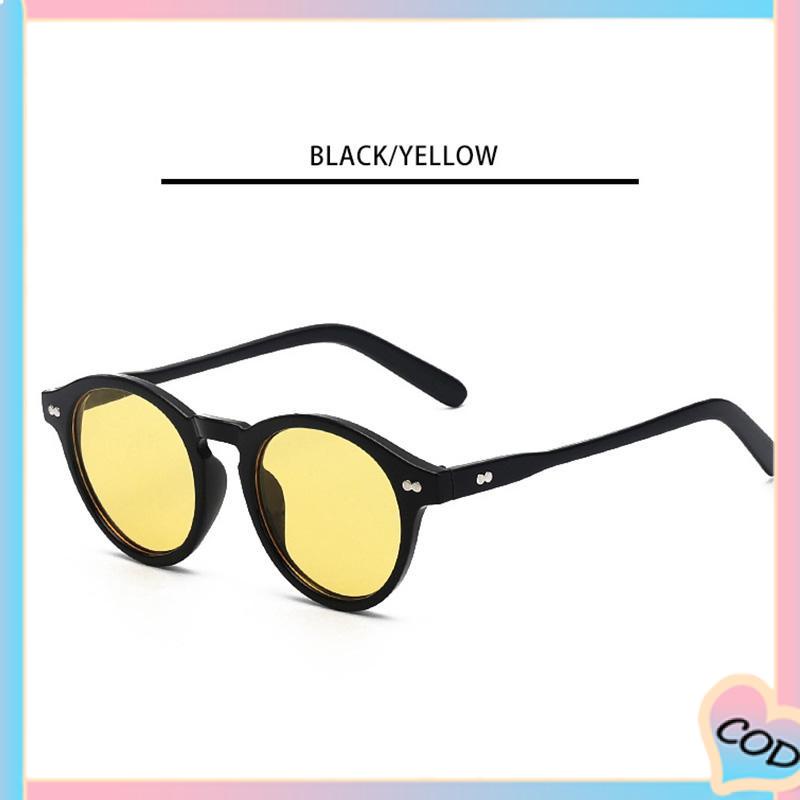 COD❤️COD❤️Fashion Kecil Bingkai Kacamata Bulat Baru Vintage Wanita  Populer Shades Kacamata Kualitas Tinggi Terbaru-A.one-A.one