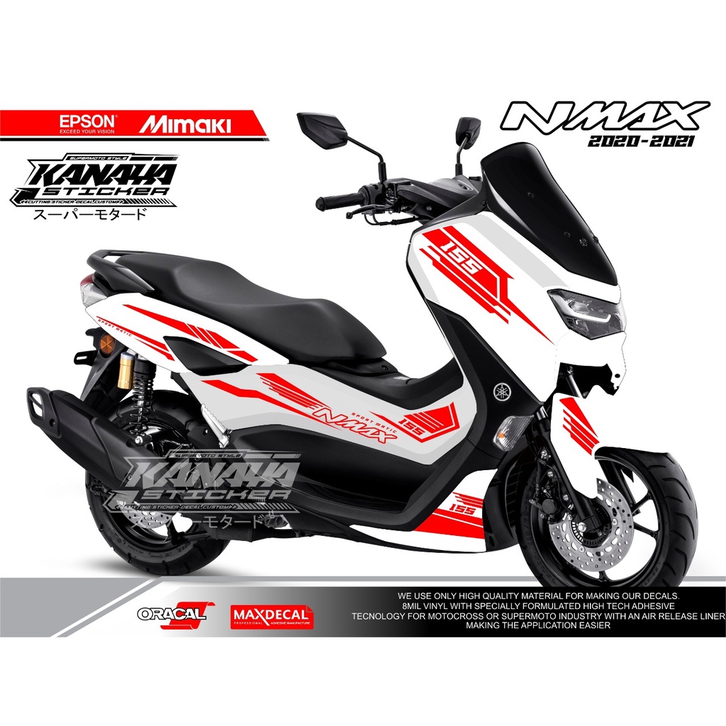 STRIPING NMAX PUTIH STICKER CUTTING NMAX NEW DESIGN KANAYA STICKER WARNA STICKER MERAH