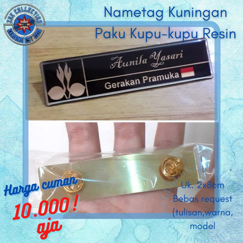 

Joe.Collections - Nametag Kuningan Resin Paku Kupu-Kupu