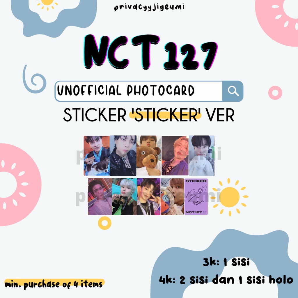 [READY] PHOTOCARD PC UNOFFICIAL NCT 127 STICKER "STICKER VER" TAEIL JOHNNY TAEYONG YUTA DOYOUNG JAEH