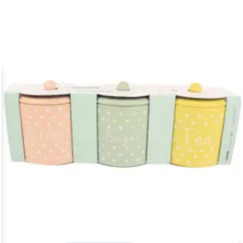 Informa Set Canister Pastel 3 pcs Diameter 11cm, Toples Gula, Toples Kaleng Kopi, Toples Hias Esteti