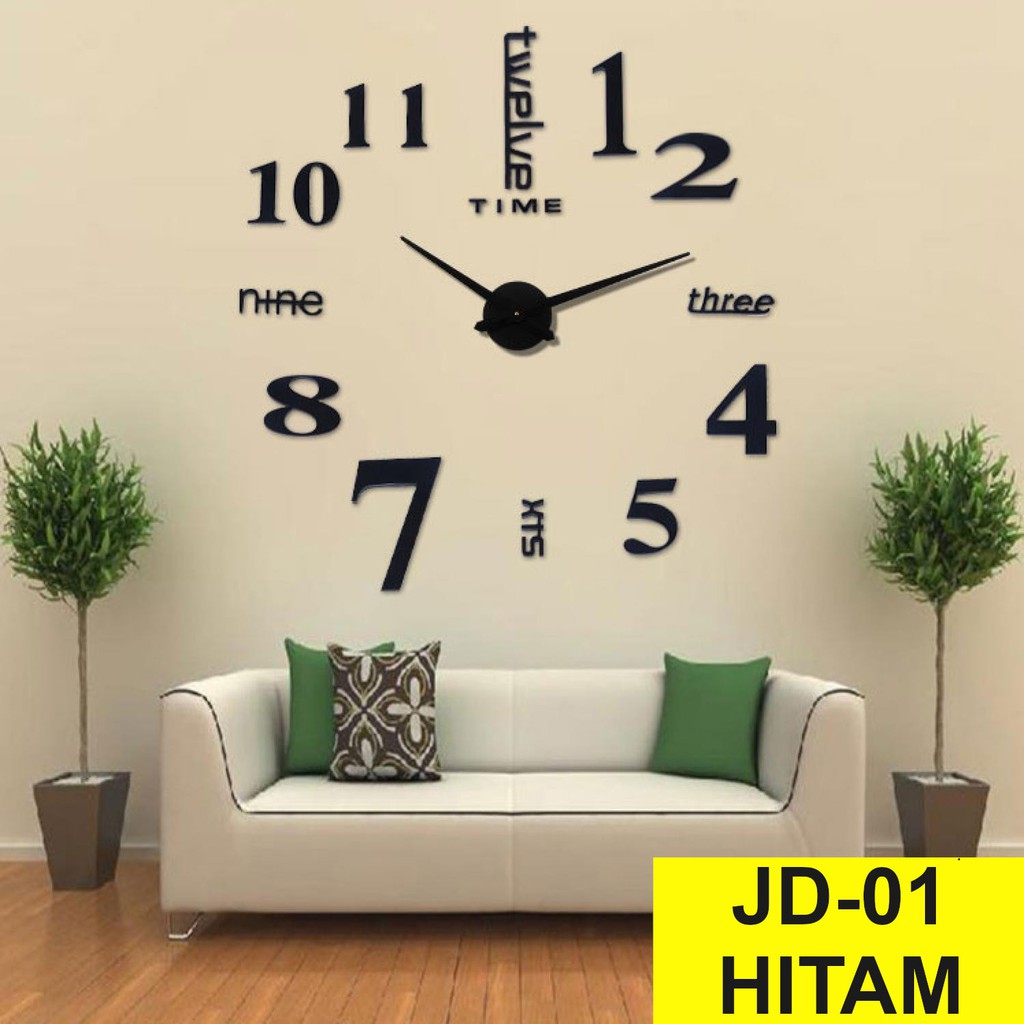 Jam Dinding Besar Unik Giant Wall Clock Diameter 80-130cm-JD-01 Hitam (BESAR)