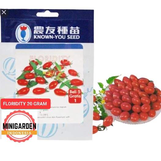 TOMAT CHERRY FLORIDITY 20 GRAM PACK BESAR biji benih tomat mini merah chery ceri f1 known you seed