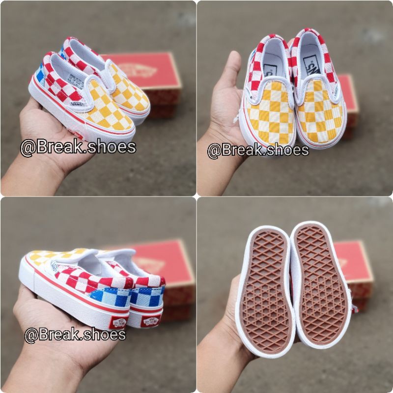 Sepatu vns anak checkerboard slip on multicolor