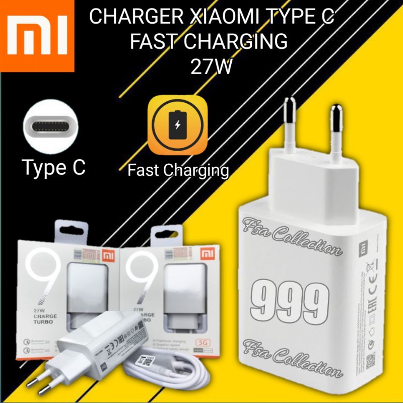 Charger Xiaomi 27Watt (5G) Charger Turbo Fast Charging &amp; Kabel Data Xiaomi type C Fast charger (02)