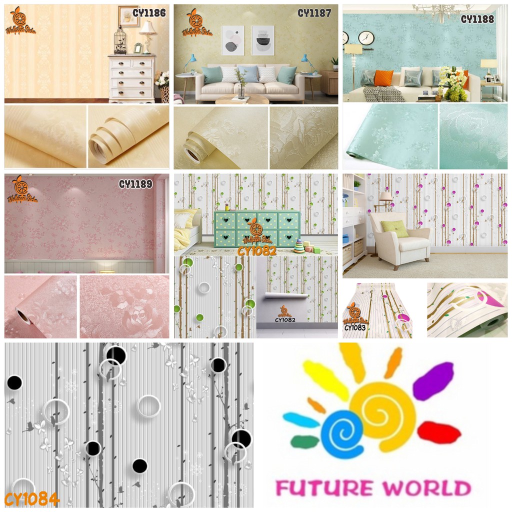 Wallpaper Dinding kamar tidur anak Motif Flowers Elegant Ukuran 45 Cm X 10 Meter wallpaper 3d kode CY wallsticker Free lem