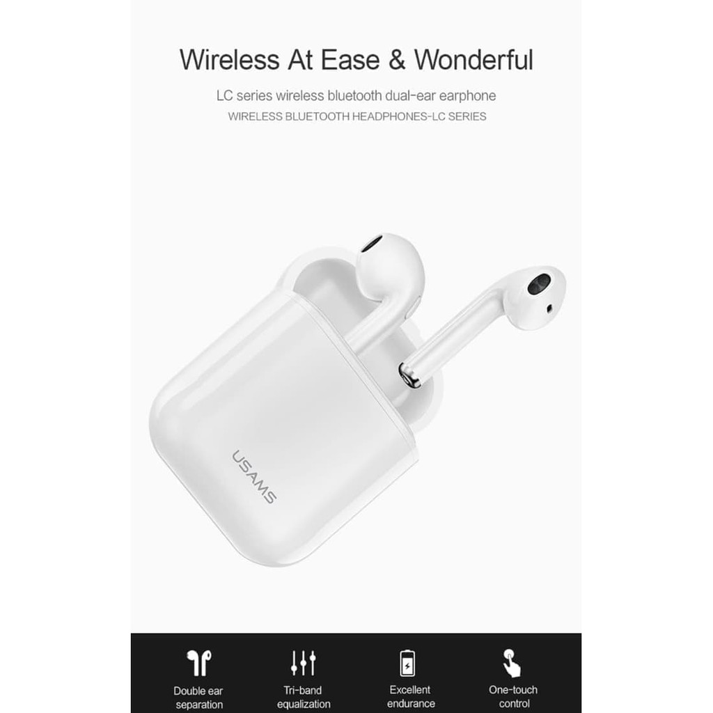 USAMS LC Series 2.0 - Wireless Bluetooth Airpods Earphone - Putih