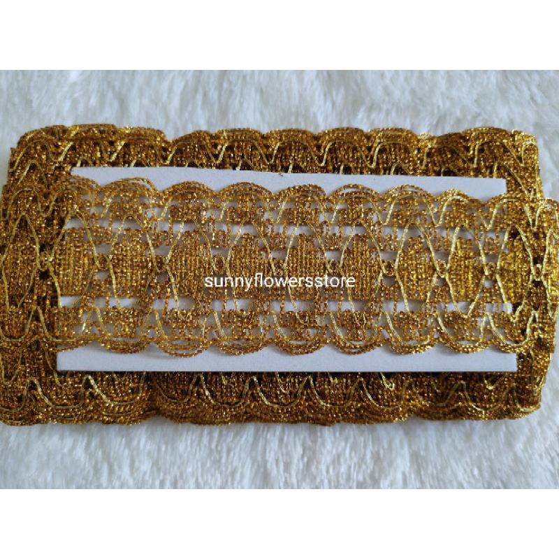 RENDA MOTIF GOLD 1123 LEBAR 6 CM ISI 17 YARD