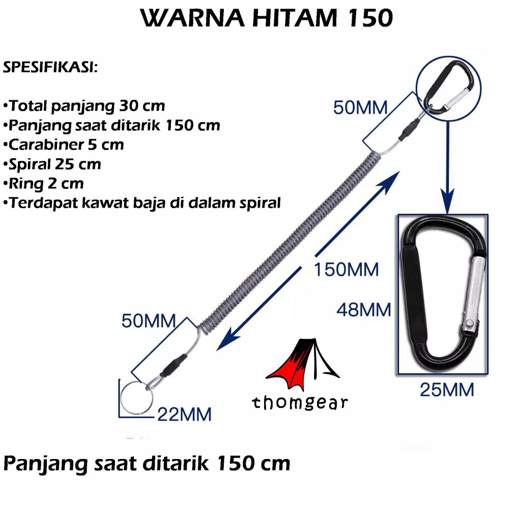 Gantungan Kunci Racet Ratchet Tali Pengaman Lanyard Spiral Wire Sling Safety Fall Protection Scaffolding