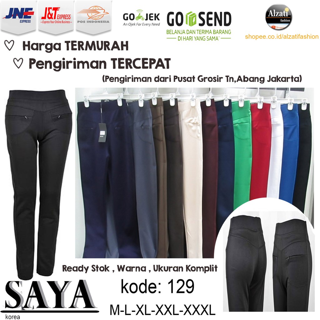  Celana  merk SAYA Korea 129 licin  bahan  scuba Shopee 