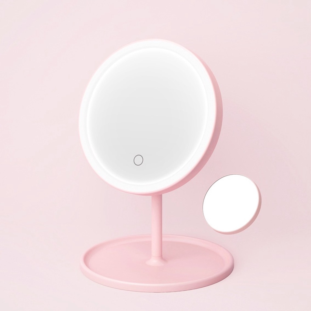 T&amp;Y Cermin LED Touch Sensor Bulat Kaca Rias Make Up Mirror Led Light Zoom Touch Screen Aesthetics Portable Design Import Murah