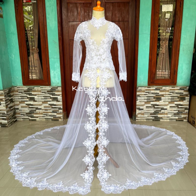 Ready Kebaya Gaun Ekor Panjang / Kebaya Pengantin / Akad Nikah