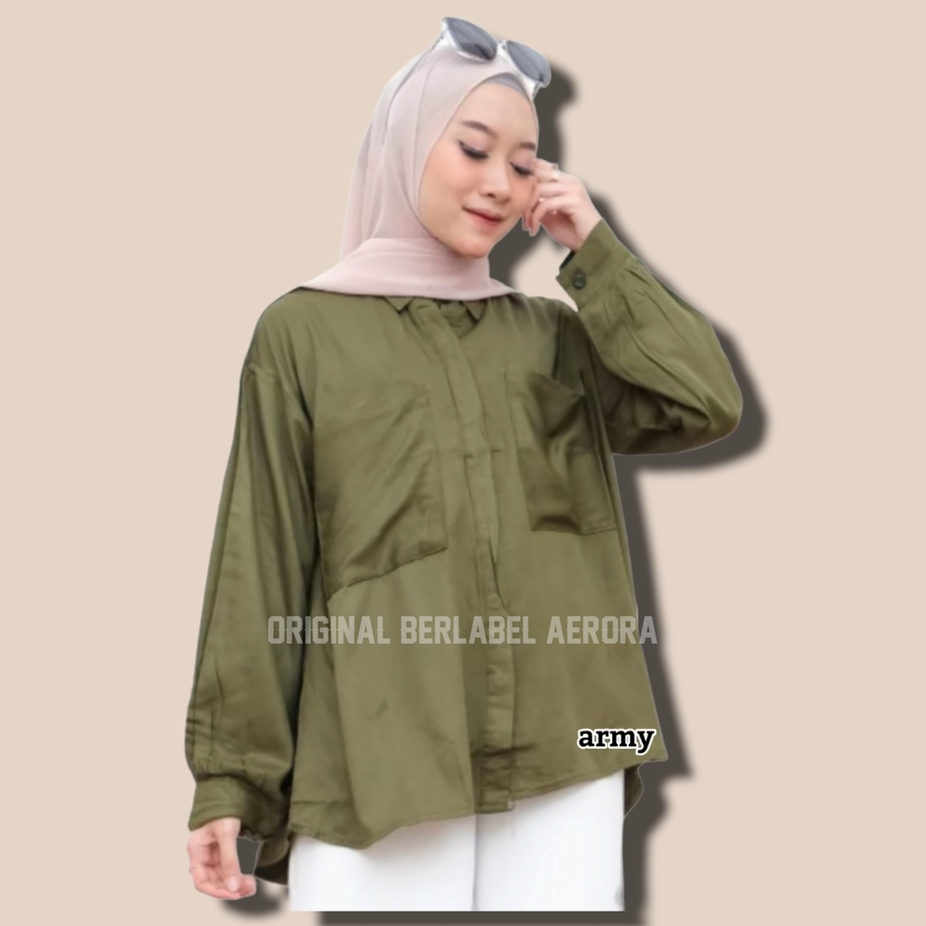 Baju Atasan Kemeja Polos Jumbo Lengan Panjang Wanita Korean Style Terbaru 2022 Rayon Twill Premium Ld 120 Allsize