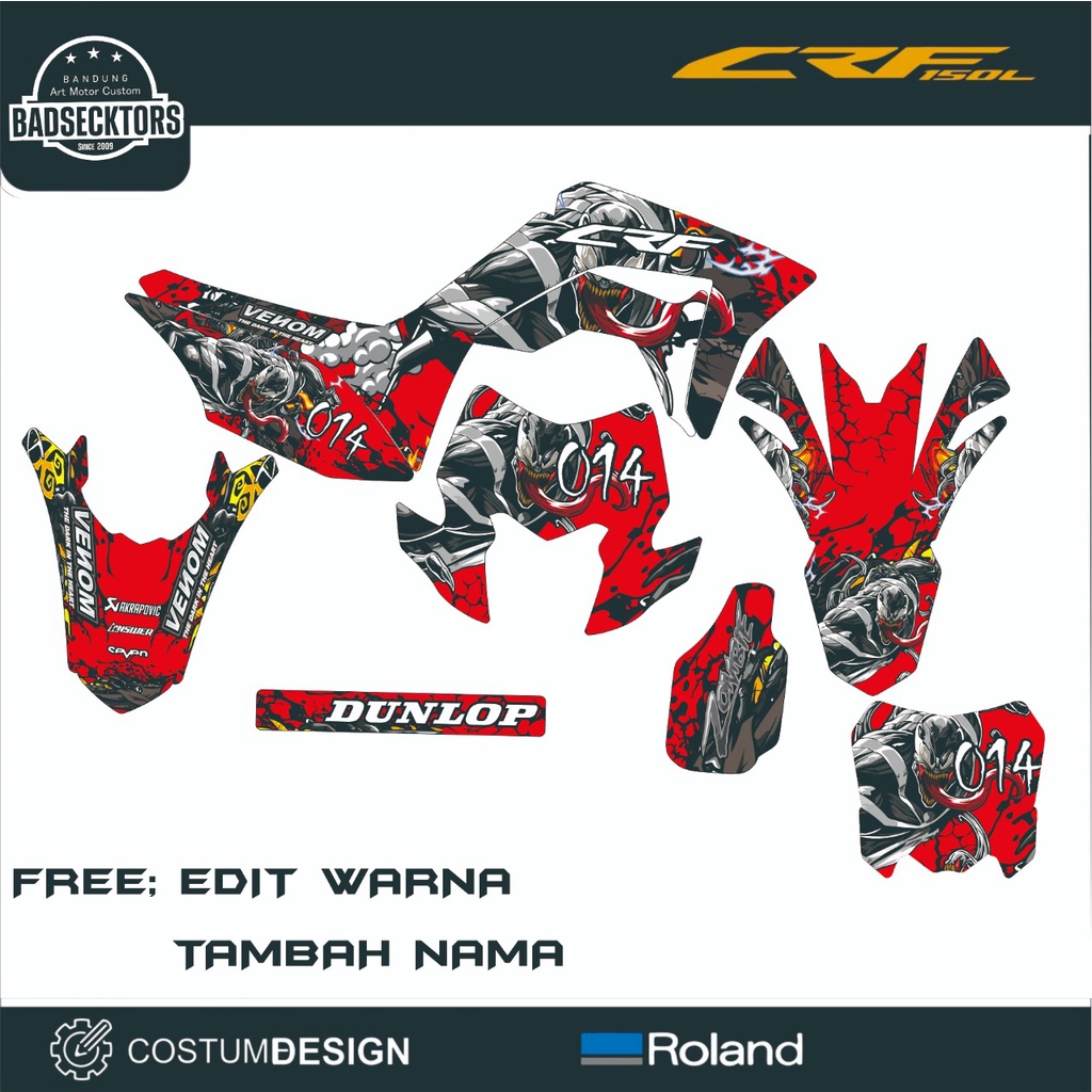 STIKER DECAL HONDA CRF 150 MOTIF VENOM