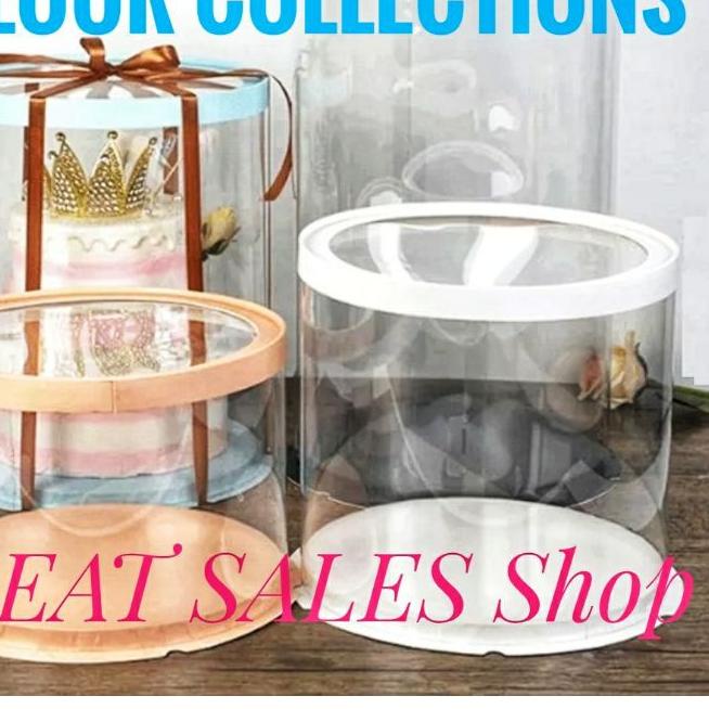 

♗ Cake Box Bulat Dus Kue Bulat Kotak kue Bulat Transparant Mika PET Diameter 22 CM ▲