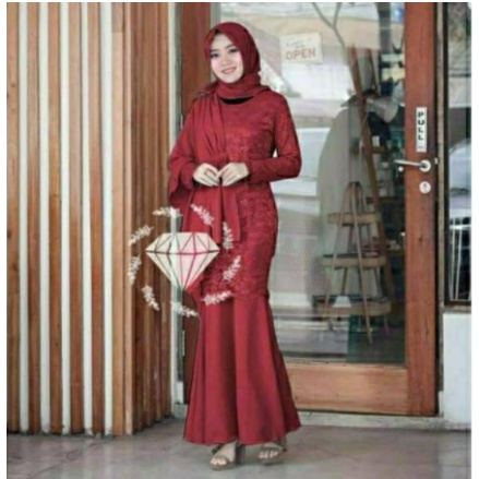 Baju Gamis Muslim Terbaru 2021 2022 Model Baju Pesta Wanita kekinian Bahan Brokat Kondangan remaja