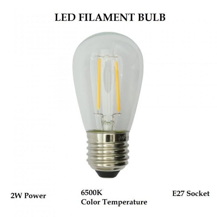 123 LED Filament Bulb 2W S14 E27 6500K - Lampu Pijar Dekorasi