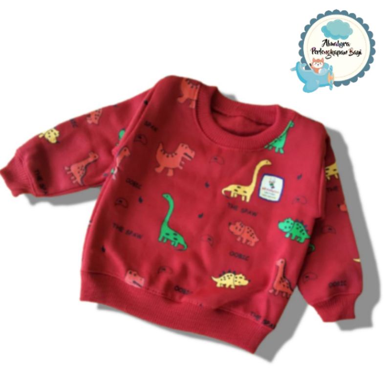 Sweater bayi murah motif baby dino / Atasan bayi murah / Baju hangat bayi