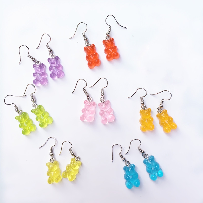 Korean INS Ladies Elegant Hanging  s Earrings / Cute Bear Earrings / Long Dangle  Ear Jewelry Accessories
