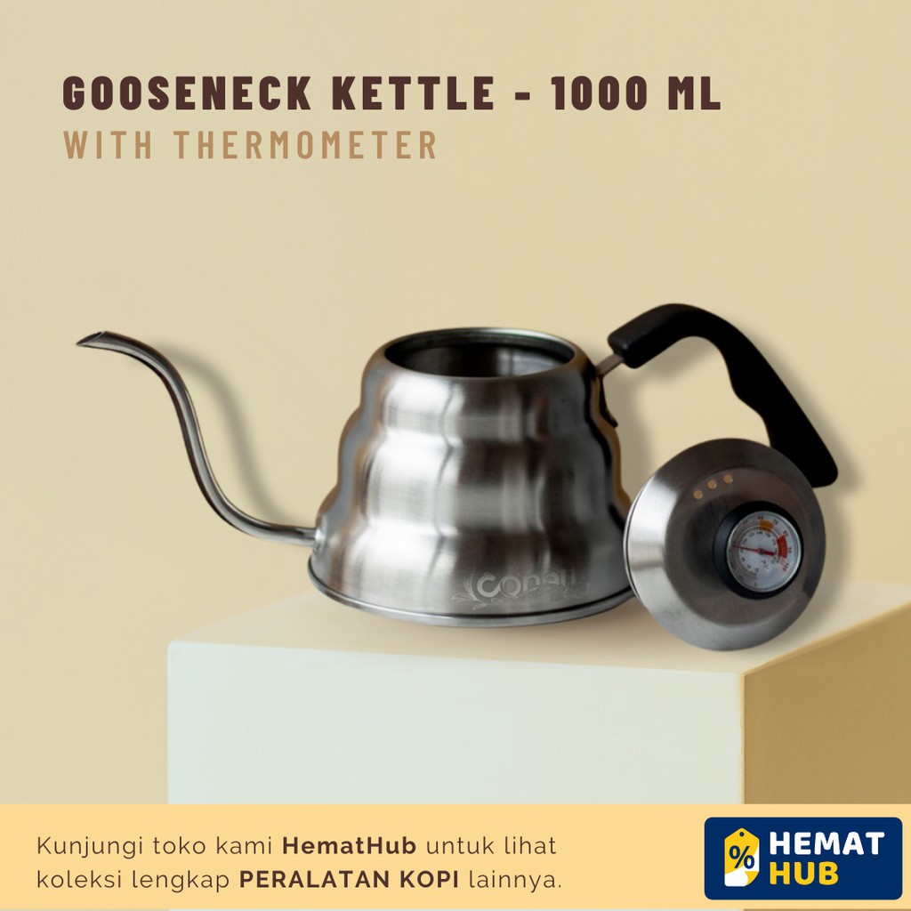 Teko Leher Angsa Termometer Ceret Kopi Stainless Steel Gooseneck Kettle Thermometer V60 Pour Over