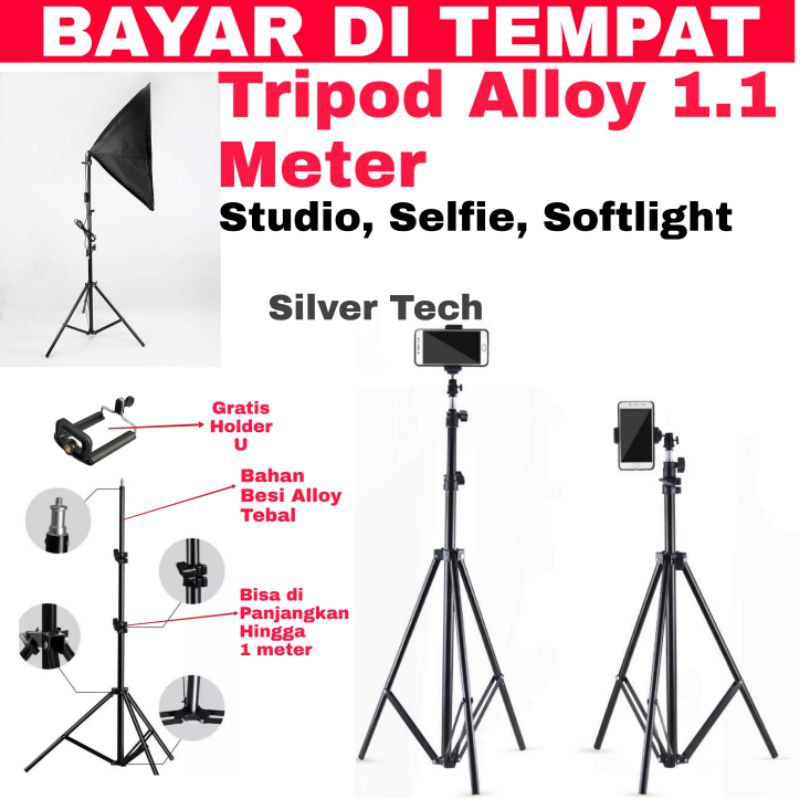 Tripod Photography 110cm - Tripod besi tebal dan kuat - Tripod hp