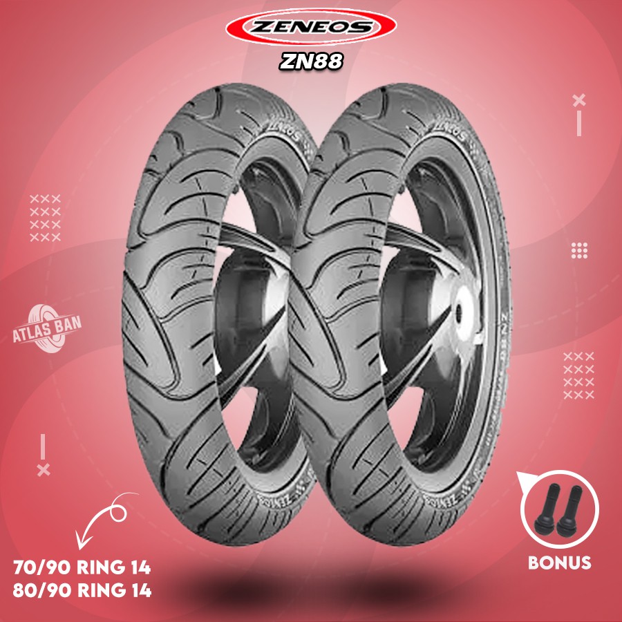 Sepasang Ban Tubles Motor Matic ZENEOS ZN88 70/90 - 80/90 Ring 14 Tubles