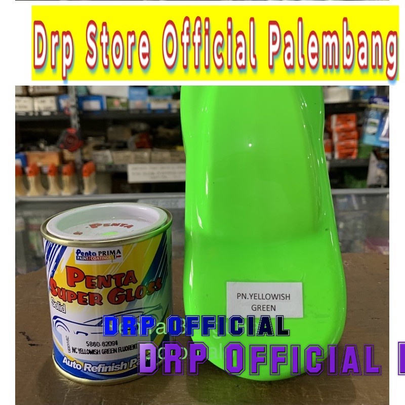 Cat penta super gloss fluorescent yellowish green hijau stabilo muda