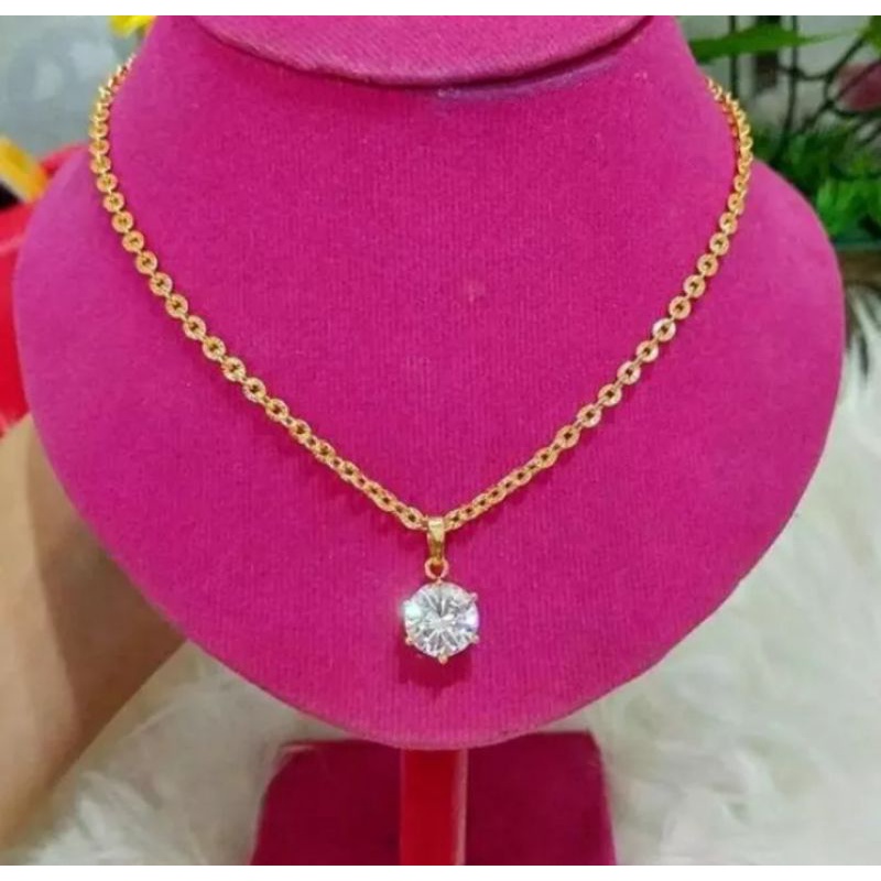 Kalung Nuri Gold Titanium Free Liontin Mata Satu Gold Titanium