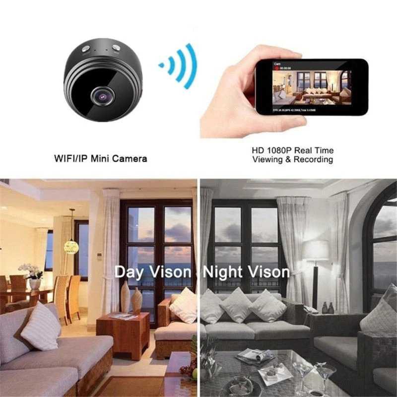 Wireless WiFi IP Camera CCTV Mini 1080P Kamera Pengaman Pengintai Ruangan Rumah Baterai Lithium