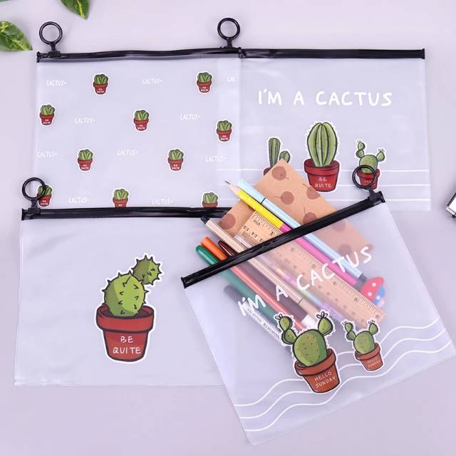 

Tempat Pensil Zip Kaktus Transparan Pencil Case Cactus