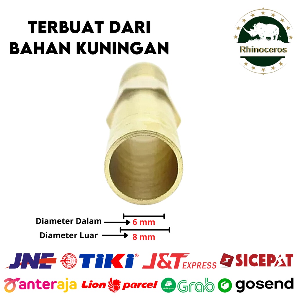 Sambungan Selang Kuningan Lurus Kompresor 5/16Inch Neple 2 Cabang 8mm