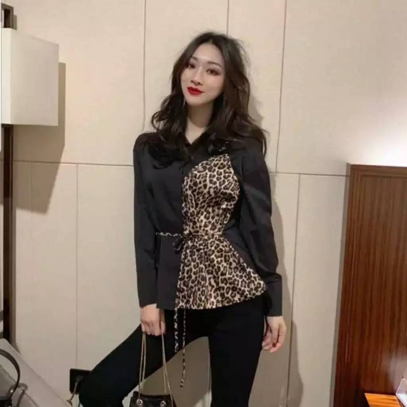 Tiger blouse baju atasan top wanita loreng premium