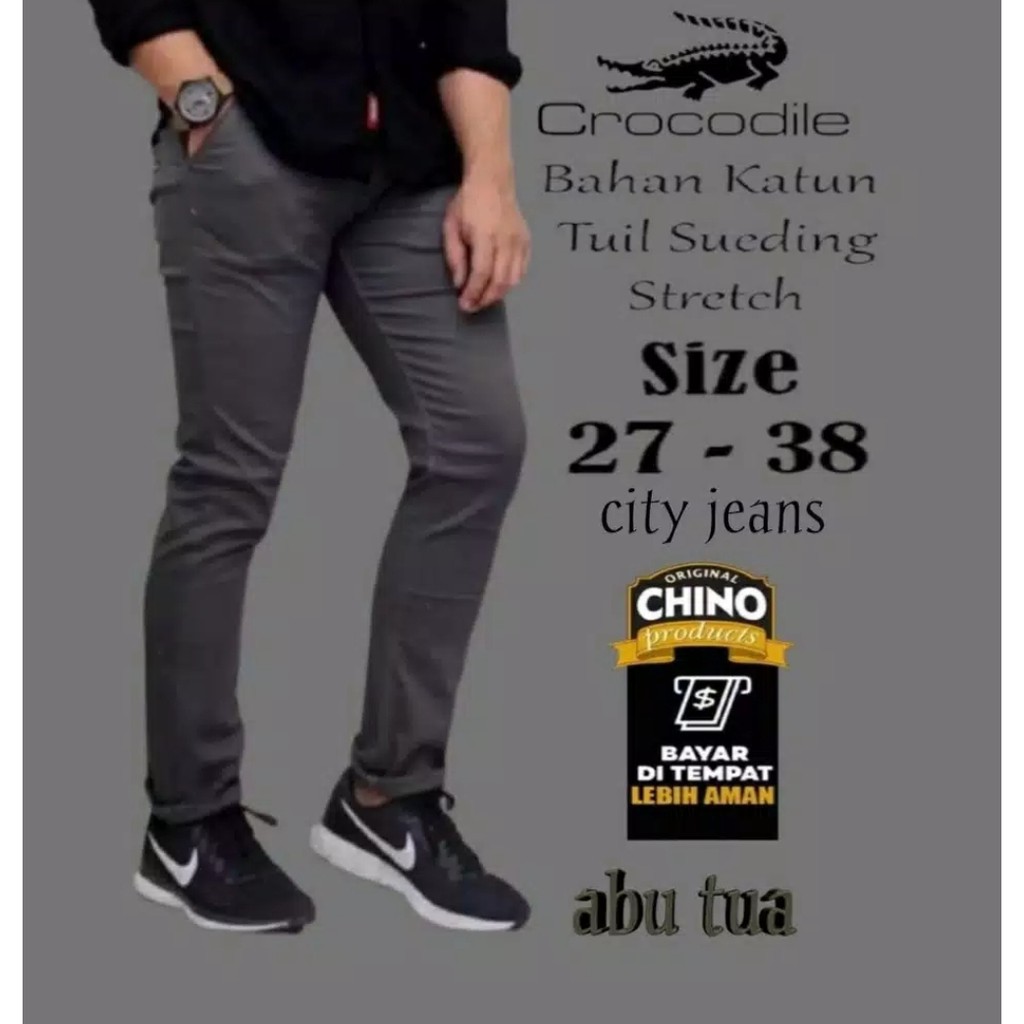 CELANA CHINO Panjang pria Slimfit KERJAHARIAN Santai Casual Formal Hitam Abu Cream Mocca Size 27-38