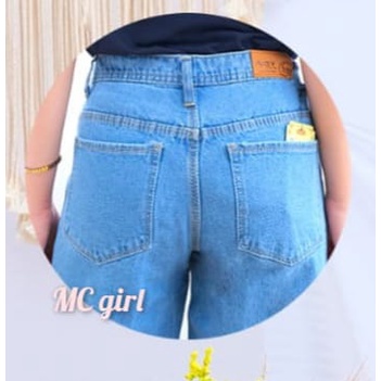 ( Size 27 - 34 ) MC girl - Celana Jeans Kulot Stik Balik Rawis Wanita / Kulot Lepis Stick Balik Rumbai Cewek / Kulot Boyfriend Kaki Lipat Cewe / Boifren Denim / Kaki Lebar