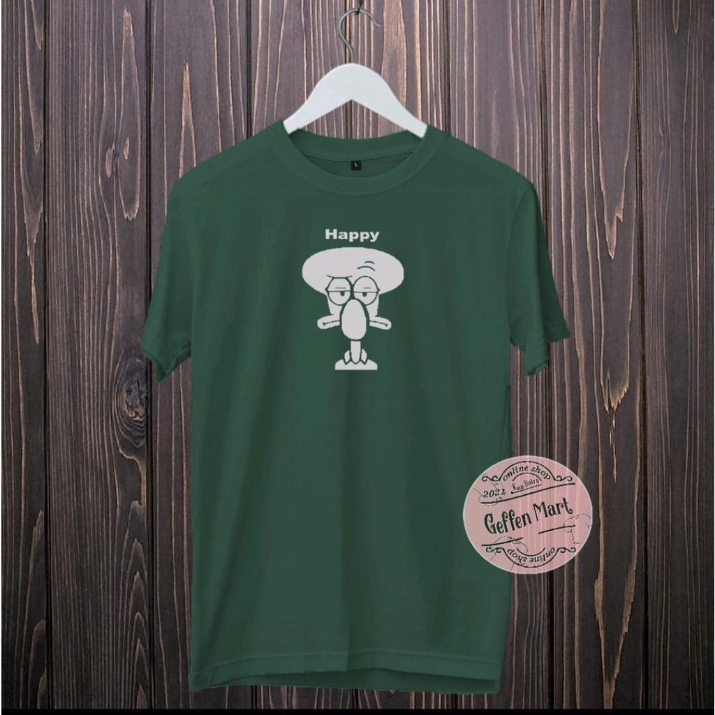 Kaos Distro Motif Squid Ward / Baju Kaos Distro Oblong Pria Dan Wanita Murah / Atasan Pria Wanita Polos Keren